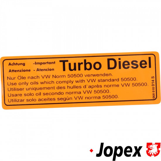 Sticker, "Important Turbo Diesel", orange