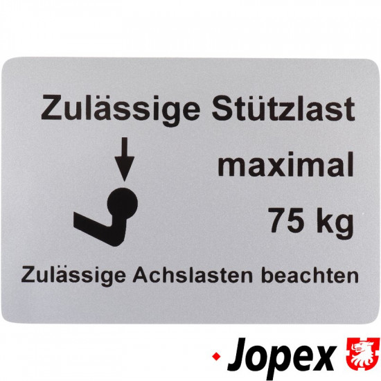 Sticker, "Zulässige Stützlast maximal 75 kg"