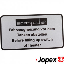 Sticker, "Eberspächer - Before filling up switch off heater"