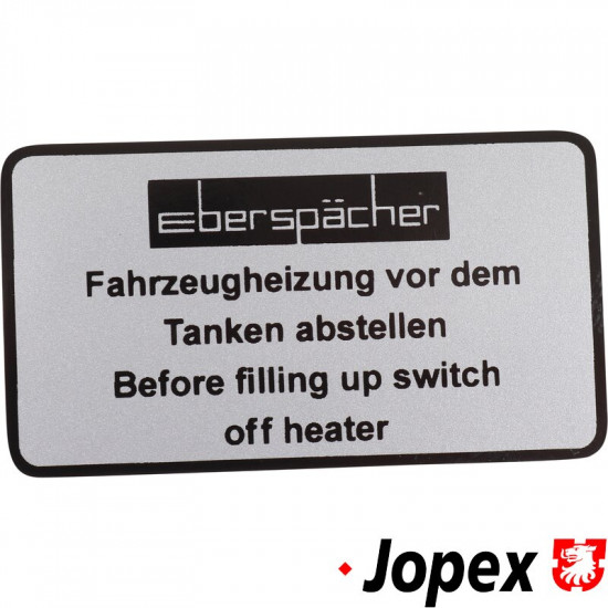 Sticker, "Eberspächer - Before filling up switch off heater"