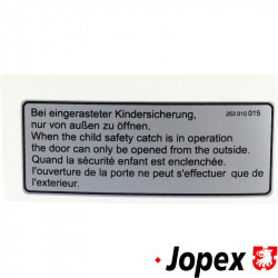Sticker, "child safety lock"