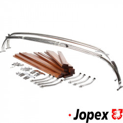 Roof luggage rack. Made of stainless steel and wood