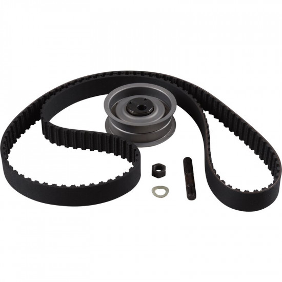 Toothed timing belt kit with tensioner