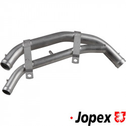 Double water pipe above transmission, stainless steel