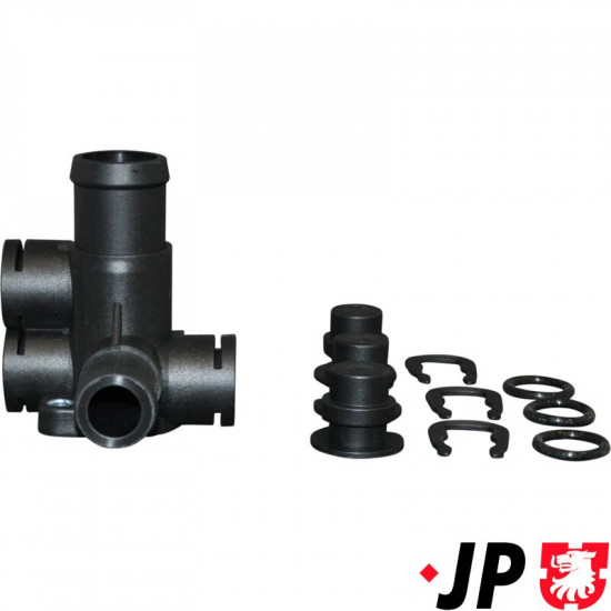 Water flange kit for cooling system. Consisting of: Water flange, 3 plugs, 3 retaining rings and 3 o-rings