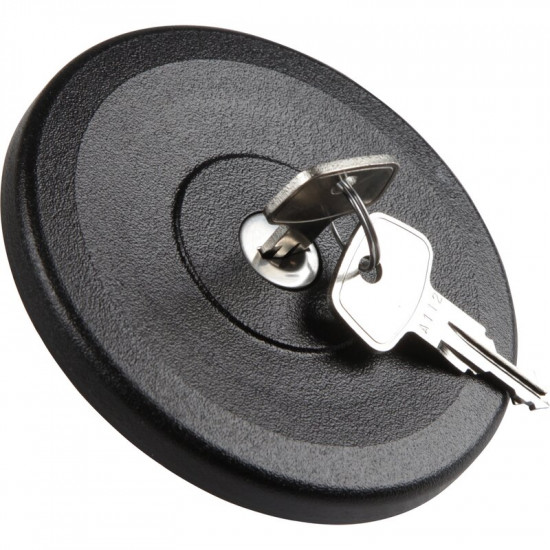 Fuel tank cap, lockable, black plastic, with key