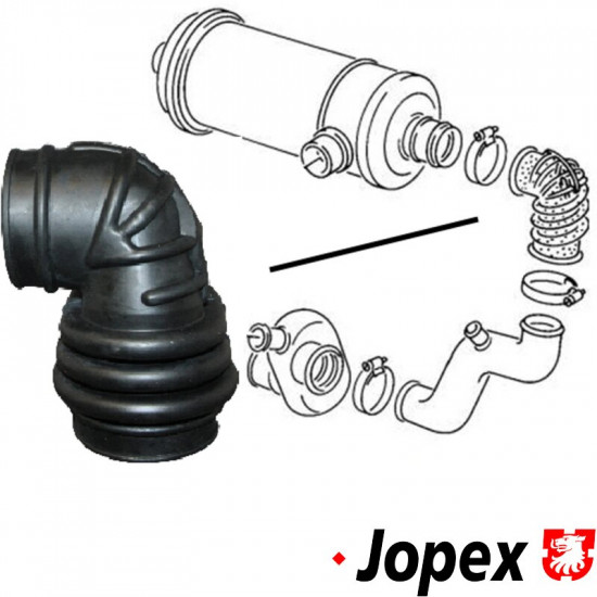 Intake hose, air filter, rubber, upper