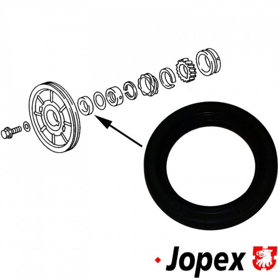 Oil seal for crankshaft/pulley