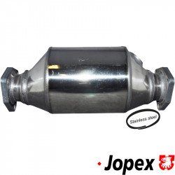 Catalytic converter, polished stainless steel, without mounting kit, with E-mark