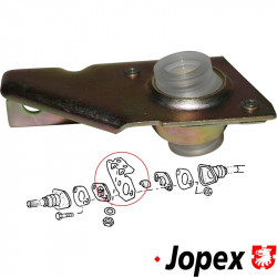 Bracket for gearshift rod with bushing, front