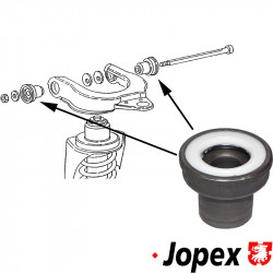 Rubber mount for wishbone, front, upper, left/right. Lemforder. Germany.