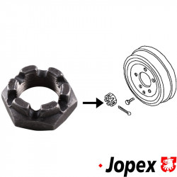 Castle nut for brake drum rear, 6 crowns, M30x1.5