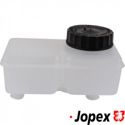 Brake fluid reservoir including black cap. For models with dual circuit brake system without brake booster