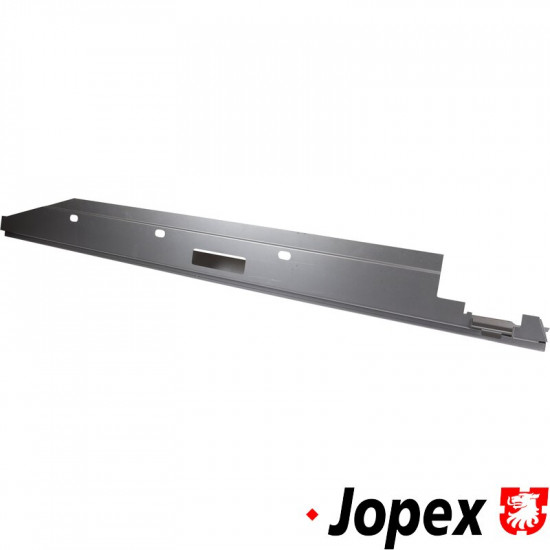 Outer sill, in front of rear wheel, left