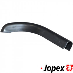 End cap for roof gutter, black plastic, right front, left rear