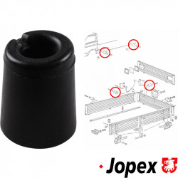Rubber stop buffer for drop sides, 37 mm