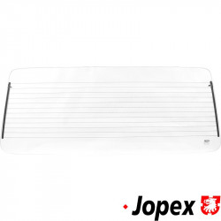 Rear window glass with heating, clear, E-marked