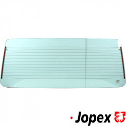 Rear window glass with heating, green, E-marked