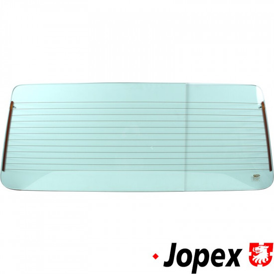 Rear window glass with heating, green, E-marked