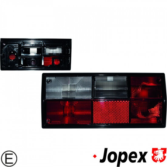 Tail light with red/clear glass, without socket (Hella type socket), left, with E-mark