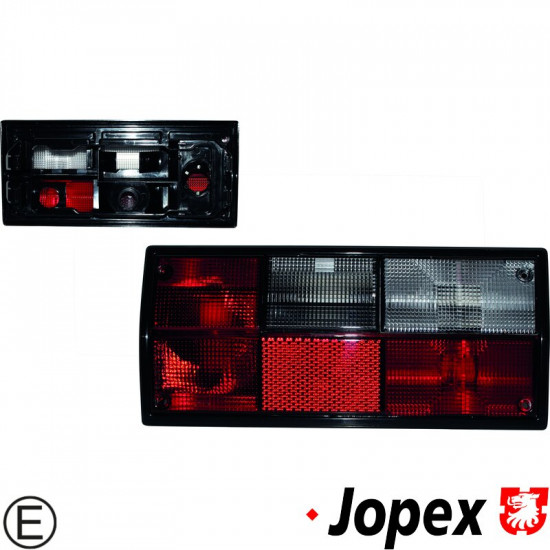 Tail light with red/clear glass, without socket (Hella type socket), right, with E-mark