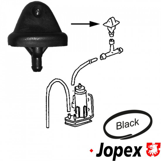 Washer jet, windshield washer, black plastic
