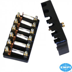 Fuse box with cover, black, for 6 fuses