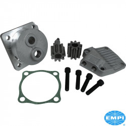 Filter flow oil pump, 32mm gear, with dish cam gear. Adds a conventional oil filter to your engine