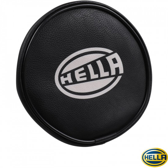 Covering cap for Hella 118 high-beam headlight and fog lights. Black with Hella logo