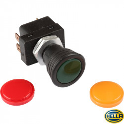 On/off switch with 3 colour options, green/red/yellow, Classic Style, with 12 V bulb