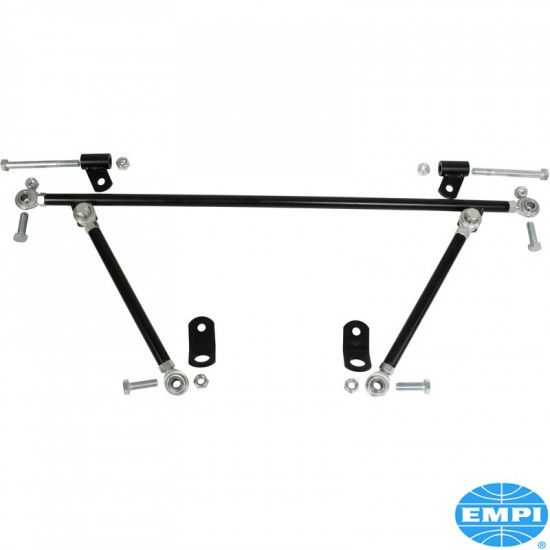 Rear truss bar. Triangulates the shock towers and the frame horns. Some applications may require slight modification to the body panels for installation