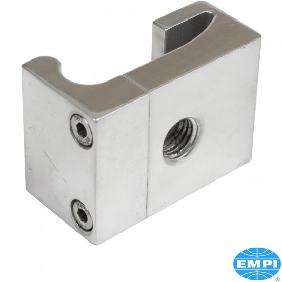 Mirror mount, Billet Style, polished aluminium. Attaches to the dune buggy windshield frame