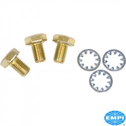 Low profile cam bolt and washer set. Offer a reduced head thickness for extra clearance when installing a 3-bolt cam & gear with some Hi-Performance oil pumps