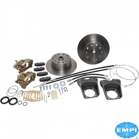 Deluxe rear disc brake kit, double drilled, 5x130 mm with 14x1.5mm threads and 5x4 3/4" mm with 12x1.5 mm threads, I.R.S., with emergency brake