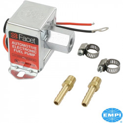 Electric fuel pump with fittings and clamps, 12 Volt. Pumping 30 Gallons/114 L per hour, Facet