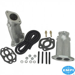 Intake manifold set, dual port, with crossover hose, fittings, gaskets and hardware