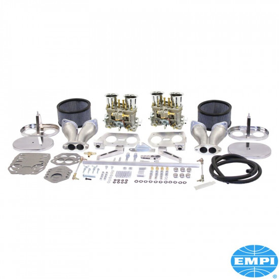 Dual carburetor kit, dual port, 40 HPMX, with chrome air cleaners. For upright engines