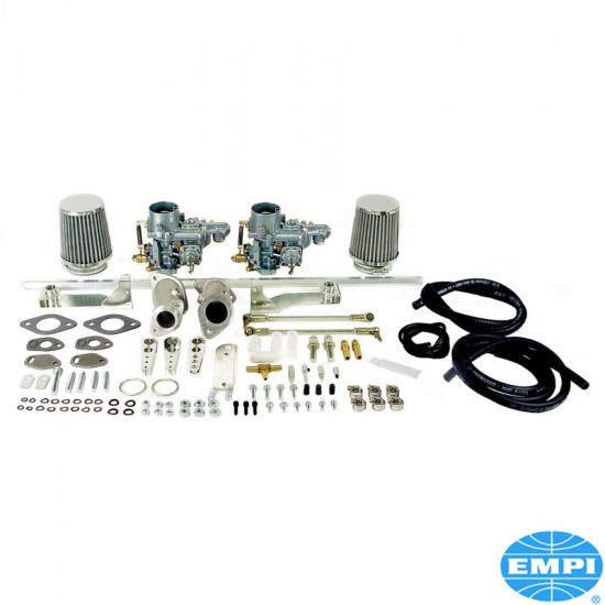 Dual carburetor kit, single port, EPC 34, with air cleaners. For upright engines