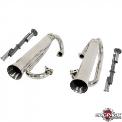 Exhaust system with inserts, Dual Racing, Stainless Steel