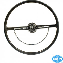 Steering wheel, complete with chrome horn ring, black