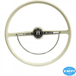 Steering wheel, complete with chrome horn ring, silver/grey