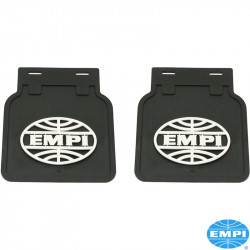 EMPI mud flaps, black with white logo, pair