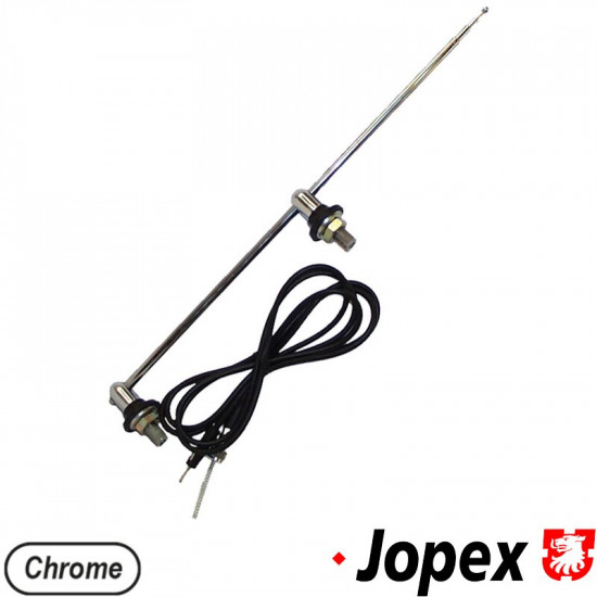 Antenna, two side mount, old style, chrome, length 1150 mm