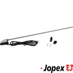 Antenna, two-point mounted on A-pillar, old style, chrome with chrome base, length (48") 1220 mm