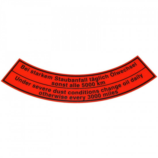 Sticker for early air filter