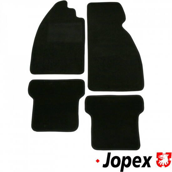 Floor mat set, plain, black, velour quality