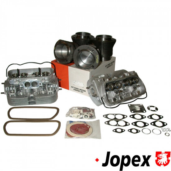Engine kit, 'big bore' slip in, consists of: 2x new "040" cylinder head, dual port, with 32 mm exhaust and 35.5 mm intake valves. 1x big bore piston/liner kit, 87 mm slip in type. 1x engine gasket set, single dual port, MAHLE