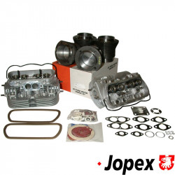 Engine kit, standard 85.5 mm, consists of: 2x new "040" cylinder head, dual port, complete w/32 mm exhaust- and 35.5 mm intake valves. 1x piston/cylinder set, 85.5 mm. 1x engine gasket set, single/dual port