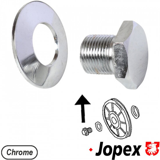 Chrome crank shaft pulley bolt with washer, short