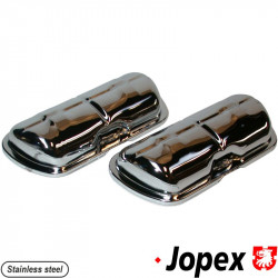 Chrome clip on valve covers without clips. Sold in pairs. Clips  number AC101401B needed